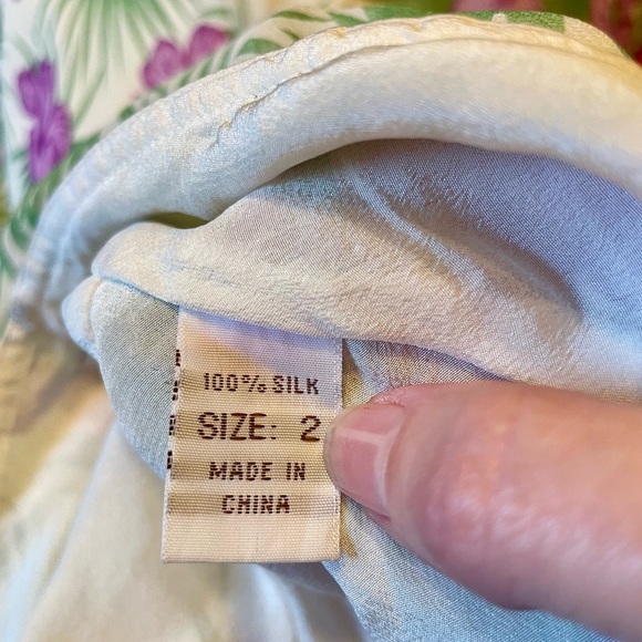 WALTER Vintage 90s Silk Strapless Halter Slip Dress Tropical Floral Party Size 2 - Picture 7 of 8